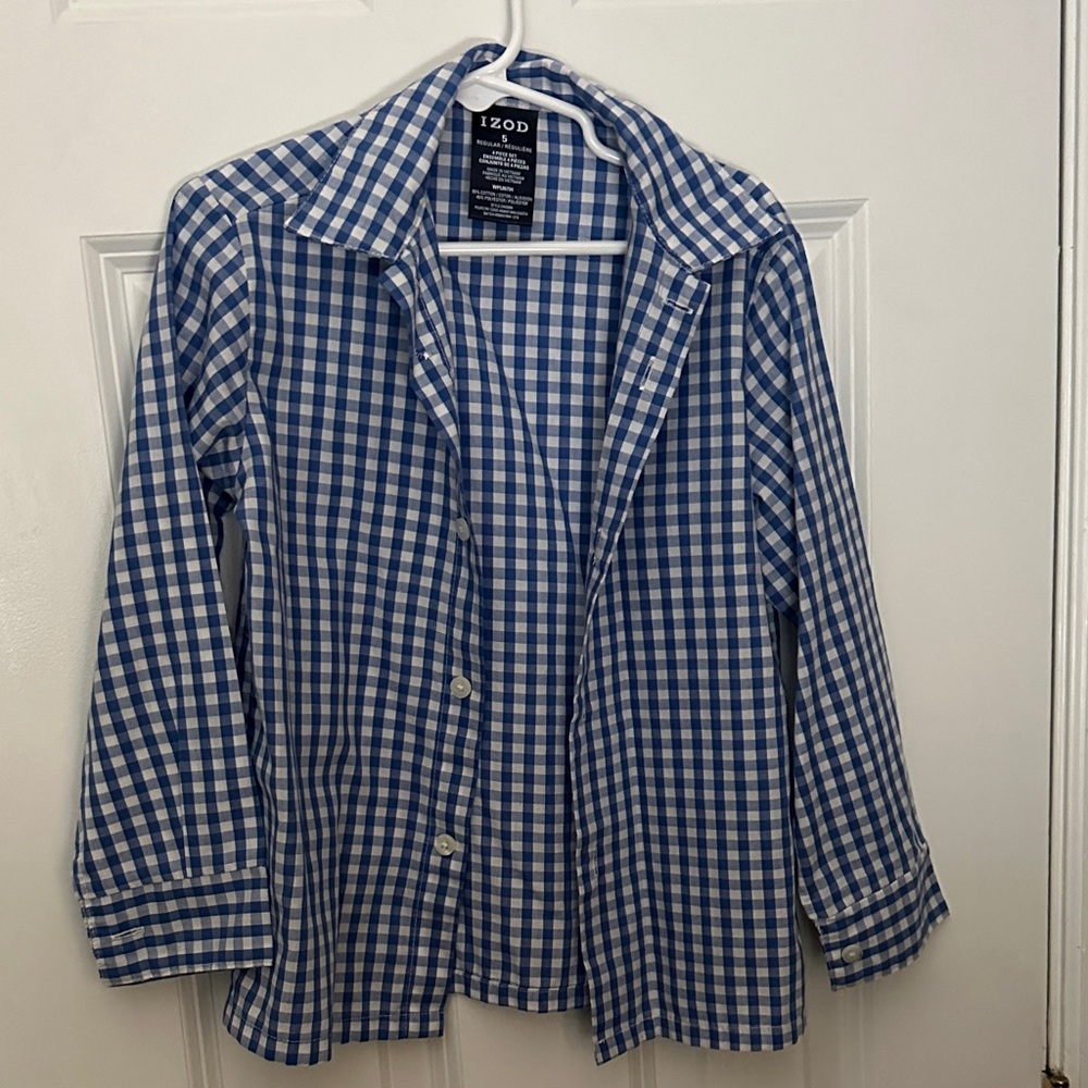 Izod Blue and White Gingham Shirt with matching vest and pants